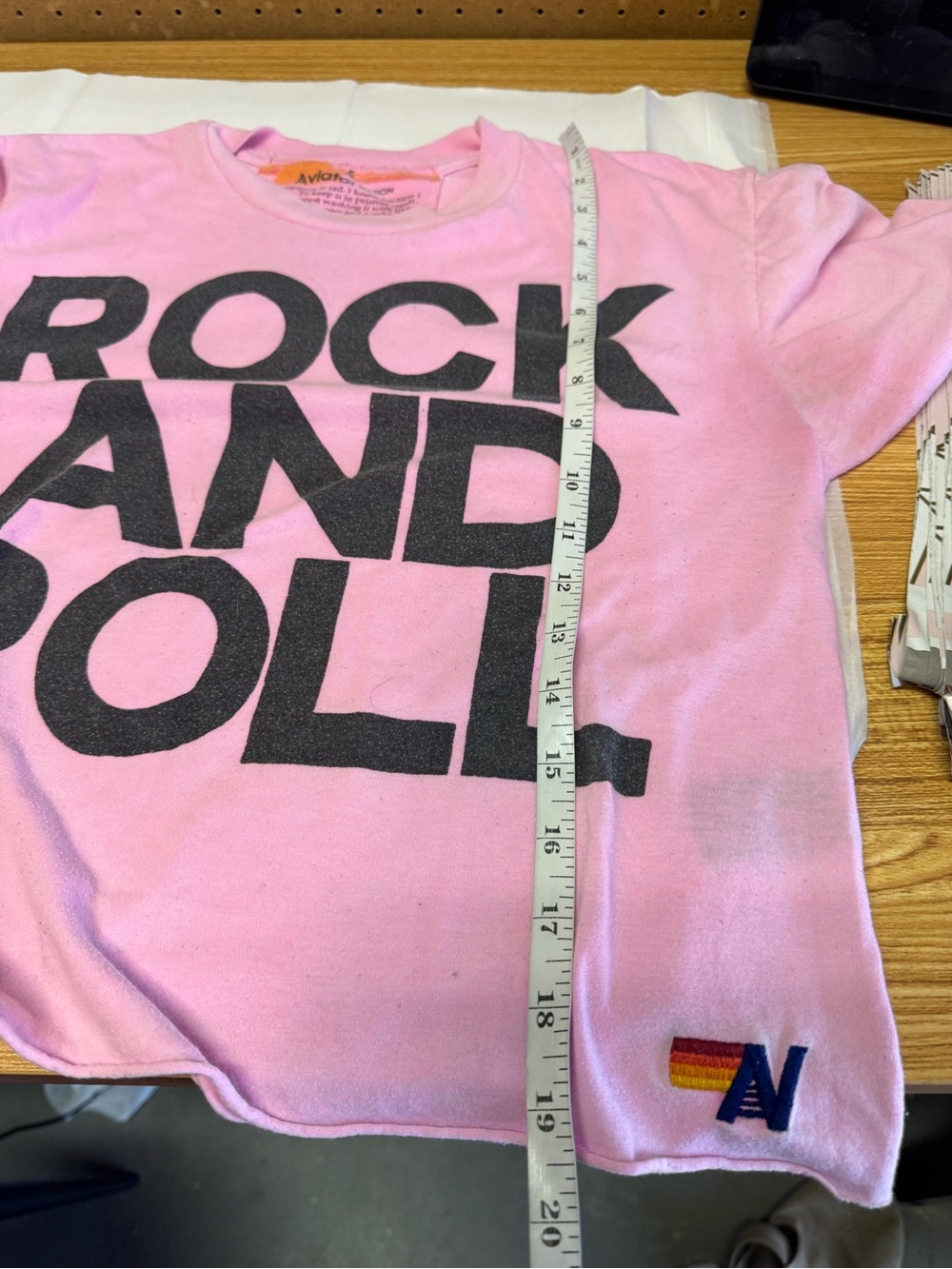 Aviator Nation Rock and Roll Boyfriend Tee Neon Pink & Black Crew Neck Boxy Sz S - Picture 10 of 10